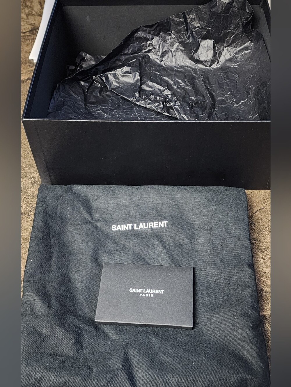 Saint Laurent Paris Black and Metallic Gold Slingback Sandals - Picture 7 of 8